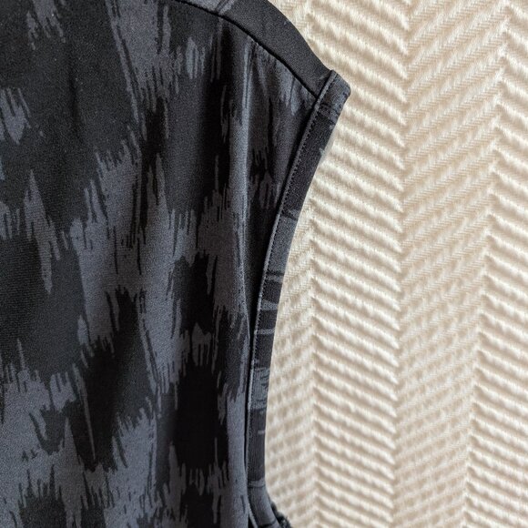 Banana Republic Ruched Midi Dress Black Gray Abstract Print Stretch Size Small - Picture 8 of 9